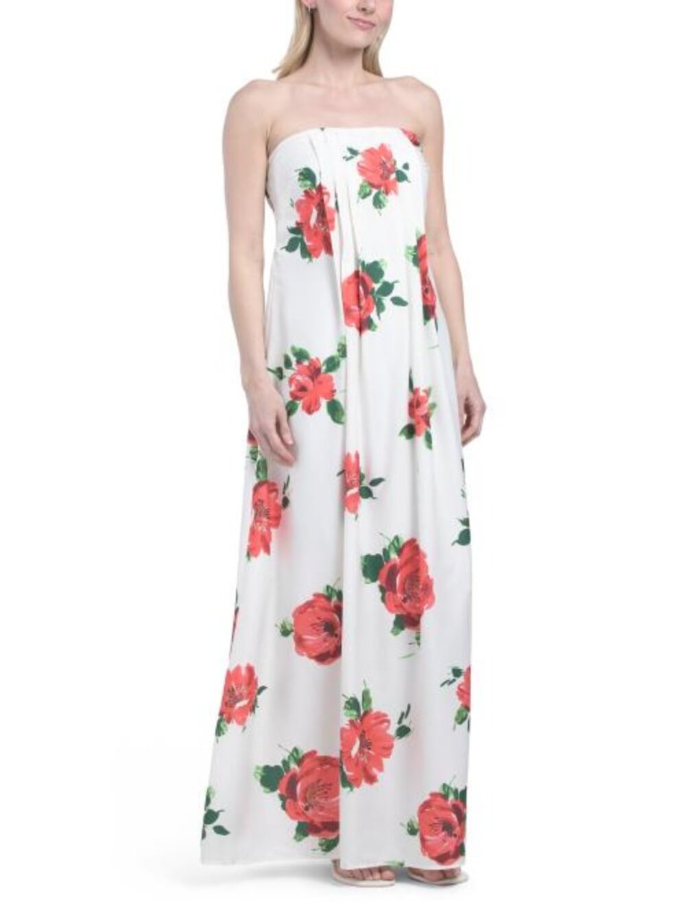 US TOGETHER Strapless Floral Print Maxi Dress